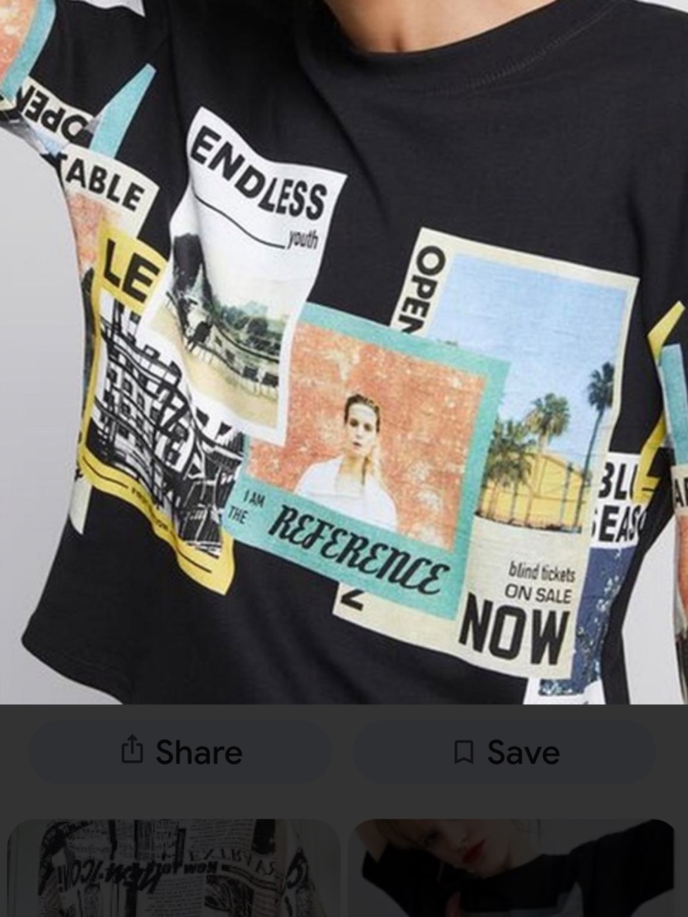 Zara Endless Youth Graphic Sweat Black Cropped with Multicolor Photo-Prints